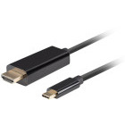 Cablu video Lanberg USB-C Male - HDMI Male, 3 m, Negru