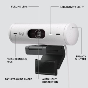 Logitech Brio 500 FHD Autofocus, USB-C, Microfon, Off-white