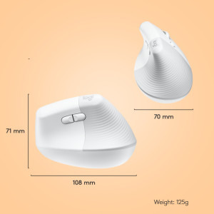 Logitech Lift for Mac, Vertical Ergonomic, Bluetooth, White