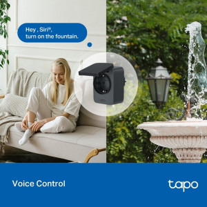 TP-LINK Priza Smart WiFi de exterior Tapo P410M, Matter, IP54, Monitorizare energie, 3680W, 16A