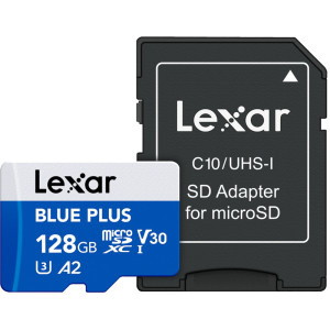 Card memorie Lexar microSDXC Blue Plus UHS-I 128GB + Adaptor
