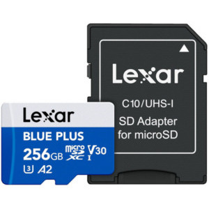 Card memorie Lexar microSDXC Blue Plus UHS-I 256GB + Adaptor