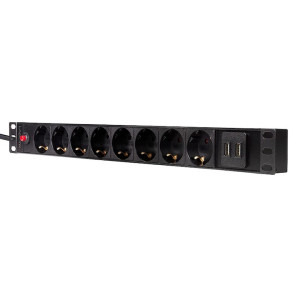 Priza/prelungitor Logilink 8x Schuko, 2m, Black