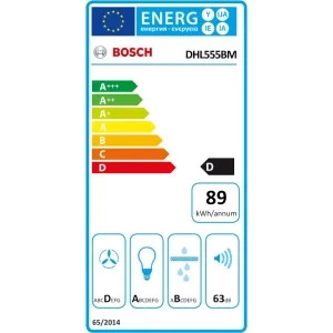 Bosch integrata DHL555BM, Putere de absorbtie 604 m3/h, Clasa B, 4 trepte de viteza, Iluminare LED, 53 cm, Argintiu