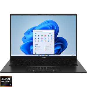 Laptop ASUS 14 Zenbook 14 UM3406GA, WUXGA OLED, Procesor AMD Ryzen™ AI 7 445 (8M Cache, up to 4.6 GHz), 32GB LPDDR5X, 1TB SSD, AMD Radeon 840M, Win 11 Home, Jade Black