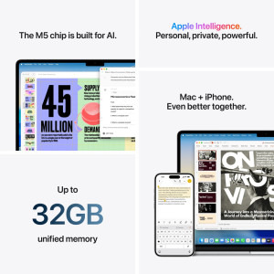 Apple 15.3'' MacBook Air 15 with Liquid Retina, Apple M5 chip (10-core CPU), 16GB, 512GB SSD, Apple M5 10-core GPU, macOS, Silver, INT keyboard, 2026