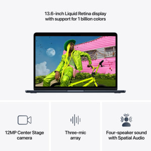 Apple 13.6'' MacBook Air 13 with Liquid Retina, Apple M5 chip (10-core CPU), 24GB, 512GB SSD, Apple M5 10-core GPU, macOS, Midnight, US keyboard, 2026