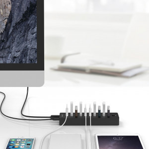Orico P10, 10 porturi, USB 3.0, negru