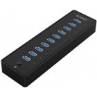 Hub USB Orico P10, 10 porturi, USB 3.0, negru