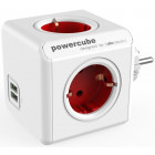 Priza/prelungitor Allocacoc PowerCube Original, 2x USB, 4x Schuko, Red