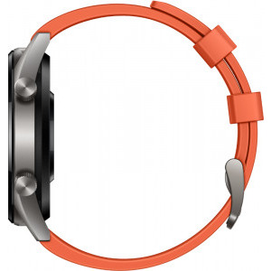 Huawei WATCH GT, Bluetooth, GPS, corp argintiu, curea silicon portocaliu, rezistent la apa, senzor HR