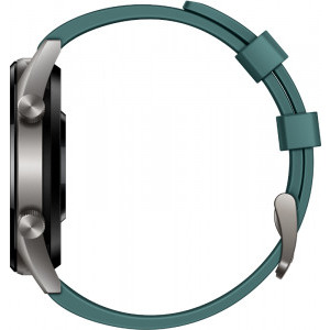 Huawei WATCH GT, Bluetooth, GPS, corp argintiu, curea silicon verde, rezistent la apa, senzor HR