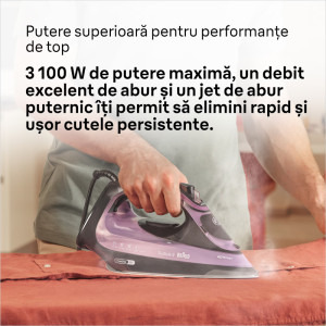 Braun Fier de calcat TexStyle 9 SI9661VI, 3100W, 50g/min, Violet/Negru
