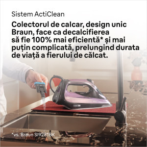 Braun Fier de calcat TexStyle 9 SI9661VI, 3100W, 50g/min, Violet/Negru