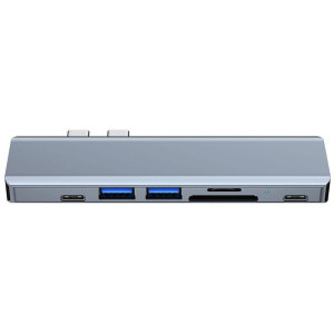 Tech-Protect 7-in-2 V5, dual USB-C, 2x USB 3.0, 2x USB-C, 1x HDMI, grey