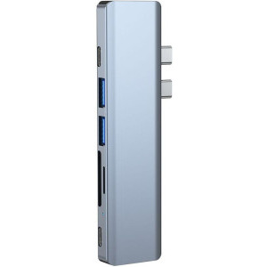 Tech-Protect 7-in-2 V5, dual USB-C, 2x USB 3.0, 2x USB-C, 1x HDMI, grey