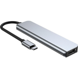 Tech-Protect 6-in-1 V4, 2x USB 3.0, 1x USB-C, 1x HDMI, SD reader, grey