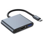 Tech-Protect 3-in-1 V1, 1x USB 3.0, 1x HDMI, 1x USB-C, grey
