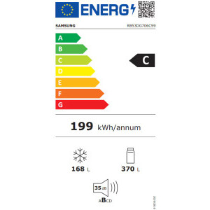 Samsung RB53DG706CS9EO, 538 L, Clasa C, No Frost, Digital Inverter, Twin Cooling, SpaceMax, AI Energy, 203 cm, Inox