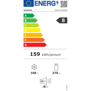 Samsung RB53DG706BS9EO, 538 L, Clasa B, No Frost, Digital Inverter, SpaceMax, Twin Cooling, AI Energy, 203 cm, Inox