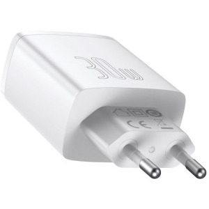 Baseus CCXJ-E02, 2x USB, 1x USB-C, Quick Charge 30W, White