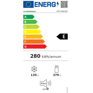 LG GTF744BLPED, 509 L, Clasa E, Total No Frost, LinearCooling, DoorCooling+, Inverter Linear, 180 cm, Negru