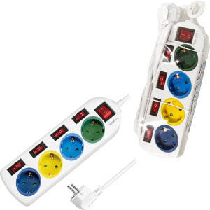 Logilink LPS257, 4x Schuko, 1.5m, Alb-Multicolor