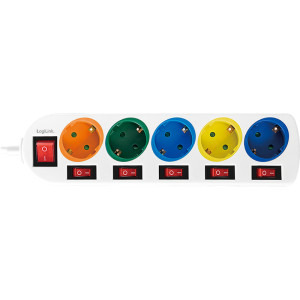 Logilink LPS258, 5x Schuko, 1.5m, Alb-Multicolor