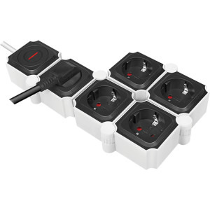 Logilink LPS277, 5x Schuko, Flexibil, 1.5m, Alb-Negru
