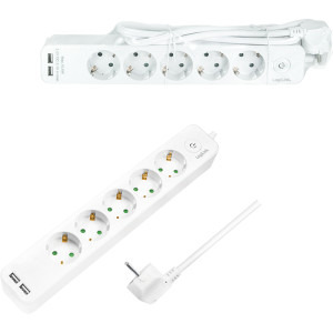 Logilink LPS249U, 5x Schuko, 2x USB-A, 1.5m, Alb