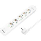 Priza/prelungitor Logilink LPS249U, 5x Schuko, 2x USB-A, 1.5m, Alb