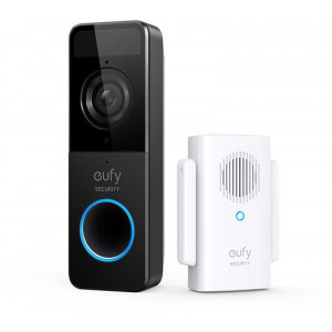 eufy Set Sonerie video cu difuzor wireless, 1080p Full HD, Autonomie 4 luni, Negru
