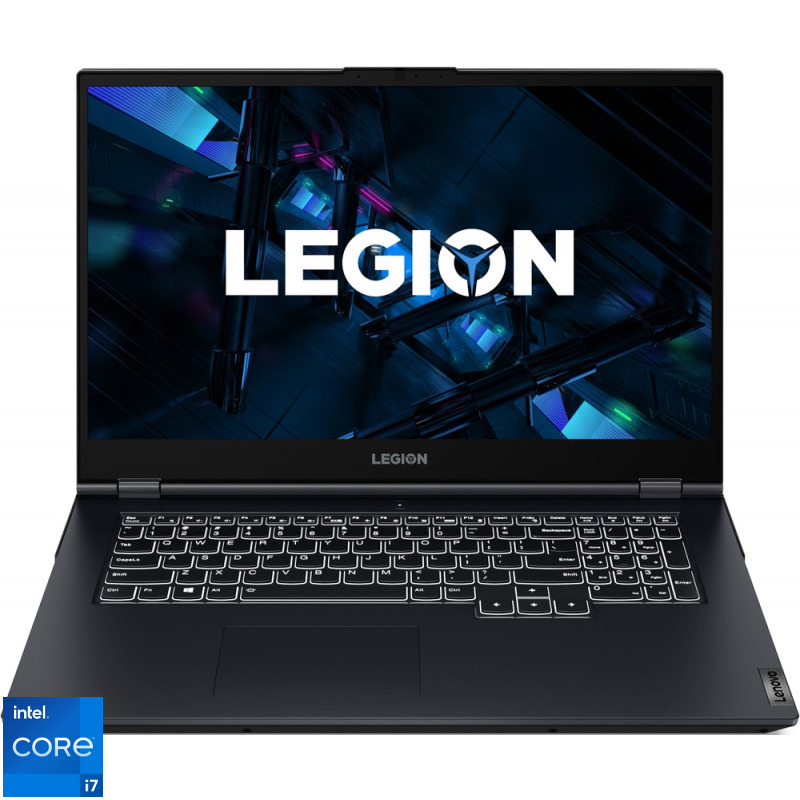 Laptop Lenovo Gaming 17.3” Legion 5 17ITH6, FHD IPS 144Hz, Procesor Intel® Core™ i7-11800H (24M Cache, up to 4.60 GHz), 8GB DDR4, 1TB HDD + 256GB SSD, GeForce RTX 3050 4GB, No OS, Phantom Blue Lenovo imagine noua idaho.ro