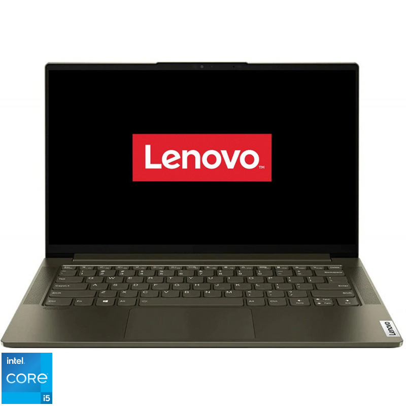 Ultrabook Lenovo 14'' Yoga Slim 7 14ITL05, FHD IPS, Procesor Intel® Core™ i5-1135G7 (8M Cache, up to 4.20 GHz), 16GB DDR4, 1TB SSD, Intel Iris Xe, No OS, Dark Moss, Aluminium