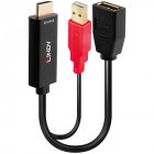 Adaptor LINDY 1x HDMI 2.0 Male + 1x USB Male - 1x DisplayPort 1.2 Female, negru-rosu