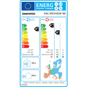 Daewoo DAC-09CHSDW-NK, 9000 BTU, A++/A+, Wi-Fi, Inverter, Filtru cu ioni de argint