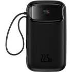 Baterie externa Baseus EnerFill FC31, 20000 mAh, 1x USB, 22.5 W, Display, Cablu USB-C & Lightning integrat, Black