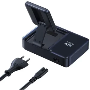Baseus Nomos, 2x USB-C, 1x USB, Quick Charge 160 W, Qi2, Cablu USB-C integrat, Black