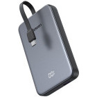 Baterie externa Ugreen PB526, 10000 mAh, 1x USB, 1x USB-C, 20 W, Display, Cablu USB-C integrat, Grey