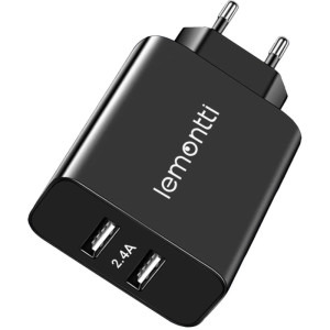 Lemontti 2x USB, 2.4A, Black