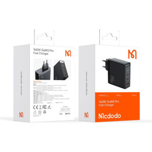 Mcdodo 1x USB, 2x USB-C, Fast Charge 140W, GaN5 Pro, Black