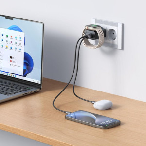 Mcdodo 1x USB, 1x USB-C, Fast Charge 30W, Black cu Incarcator wireless integrat pentru Apple Watch