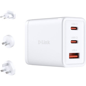 Incarcator retea D-Link DCP-651, 2x USB-C, 1x USB, Quick Charge 65 W, GaN, White