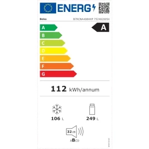 Beko B7RCNA408HXP, 355 L, Clasa A, No Frost, ProSmart Inverter, HarvestFresh, AeroFlow, MultiMode, MultiZone, Control electronic, 203 cm, Inox