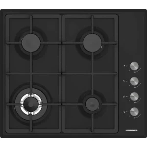 Plita incorporabila Heinner HBH-S4IWF-BK, Gaz, 4 arzatoare, Aprindere electrica integrata, Sistem de siguranta, Wok, 60 cm, Negru
