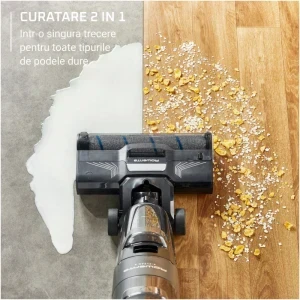 Rowenta X-Clean 4 GZ5035WO, vertical cu mop, 200W, 0.45L, Negru/Gri