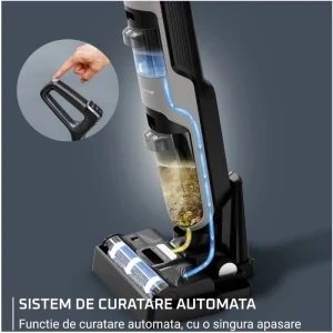 Rowenta X-Clean 4 GZ5035WO, vertical cu mop, 200W, 0.45L, Negru/Gri