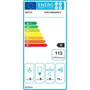 Arctic traditionala AH62, Putere de absorbtie 380 m3/h, 3 trepte de viteza, Iluminare LED, 60 cm, Clasa D, Alb