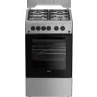 Aragaz Beko FSGT52110DXON, Gaz, 4 arzatoare, Sistem de siguranta, Aprindere integrata, Grill, 50 cm, Inox