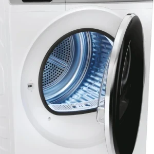 Haier HD90-A3Q979U1-S, Pompa de caldura, 9 kg, Clasa C, Inverter, I-Refresh, hOn, Iluminare interioara, Alb